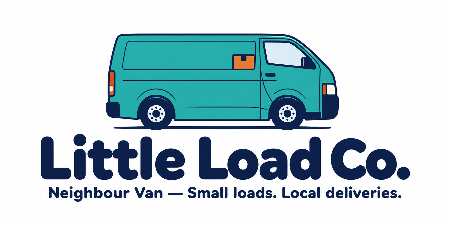 Little Load Co. teal van logo. Neighbour Van — Small loads. Local deliveries.